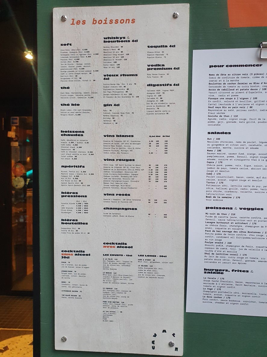 Cavale menu 2
