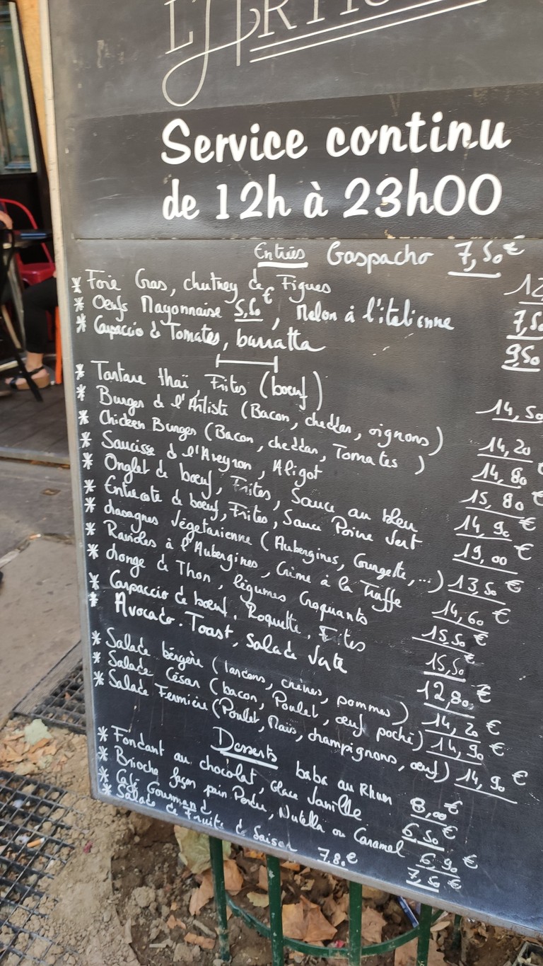 Restaurante l'Artiste menu 2