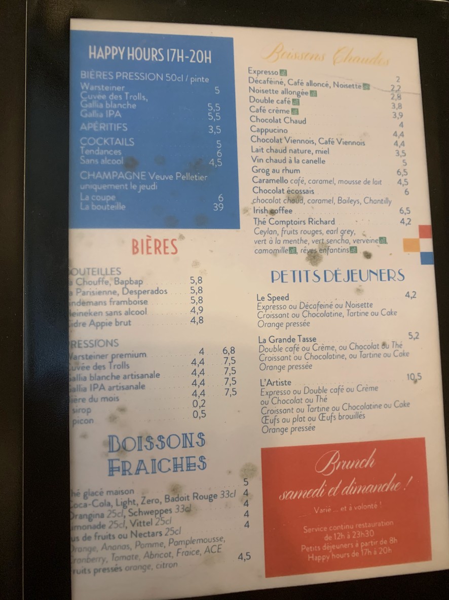 Restaurante l'Artiste menu 3