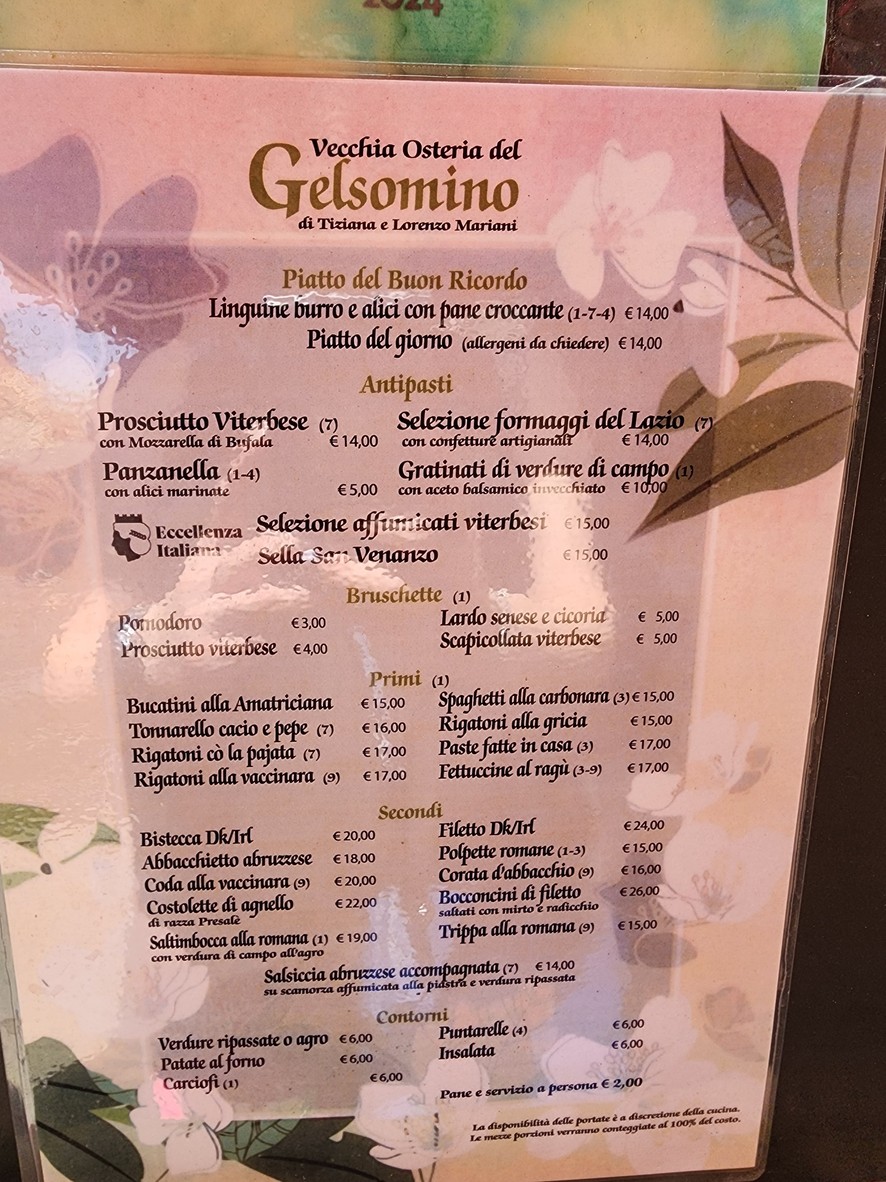 Vecchia Osteria Del Gelsomino menu 1