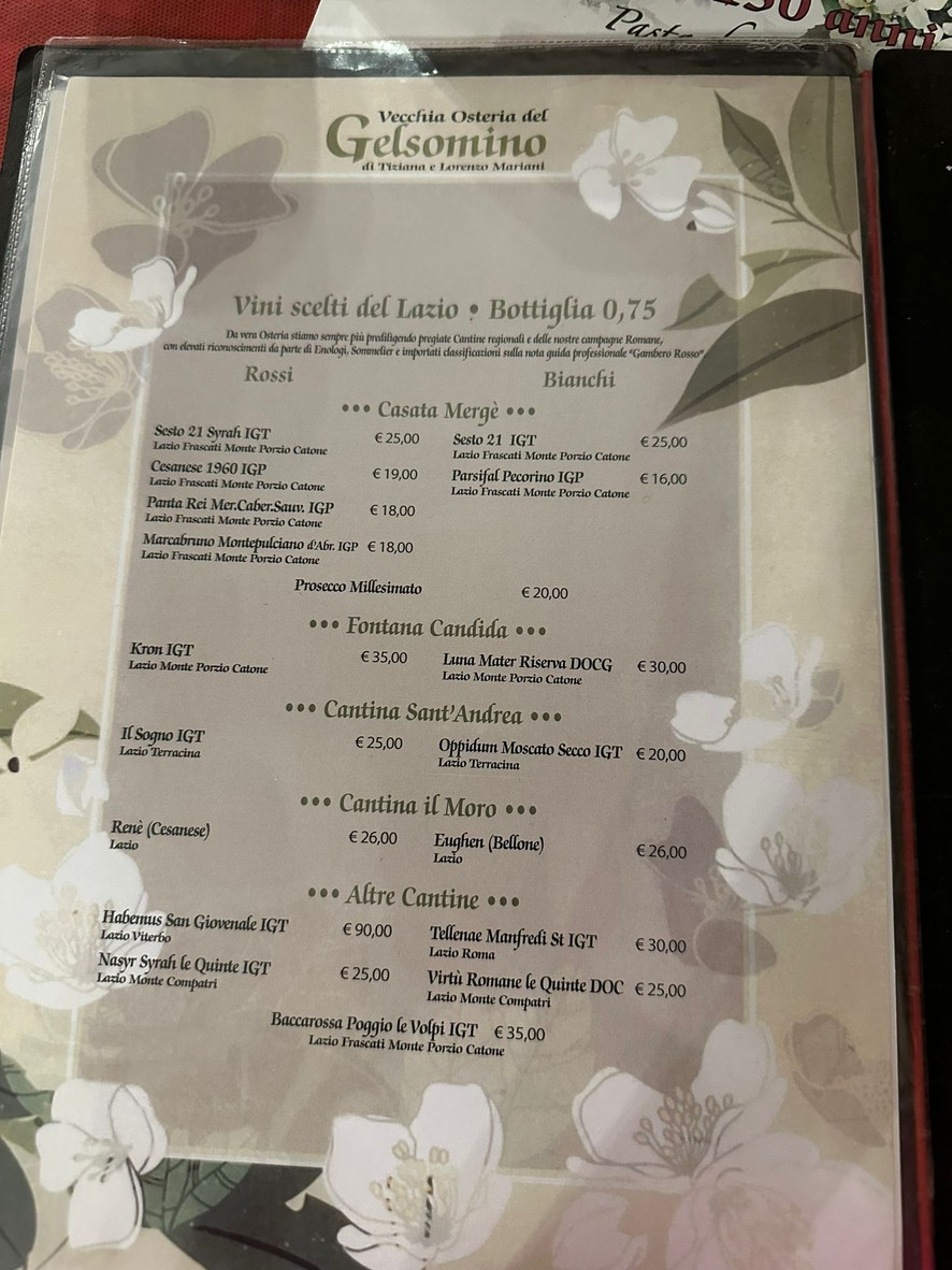 Vecchia Osteria Del Gelsomino menu 2