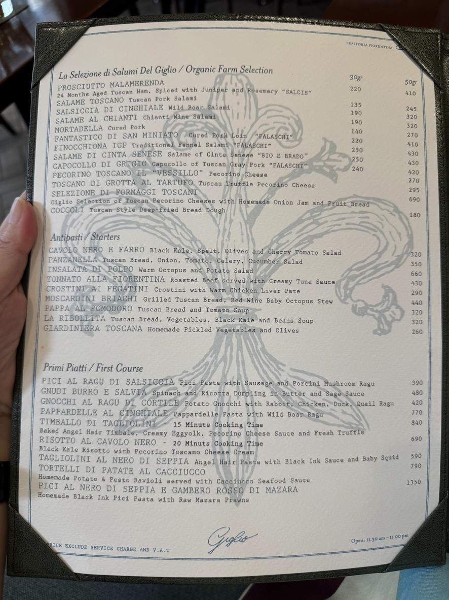 Giglio Trattoria Fiorentina menu 1
