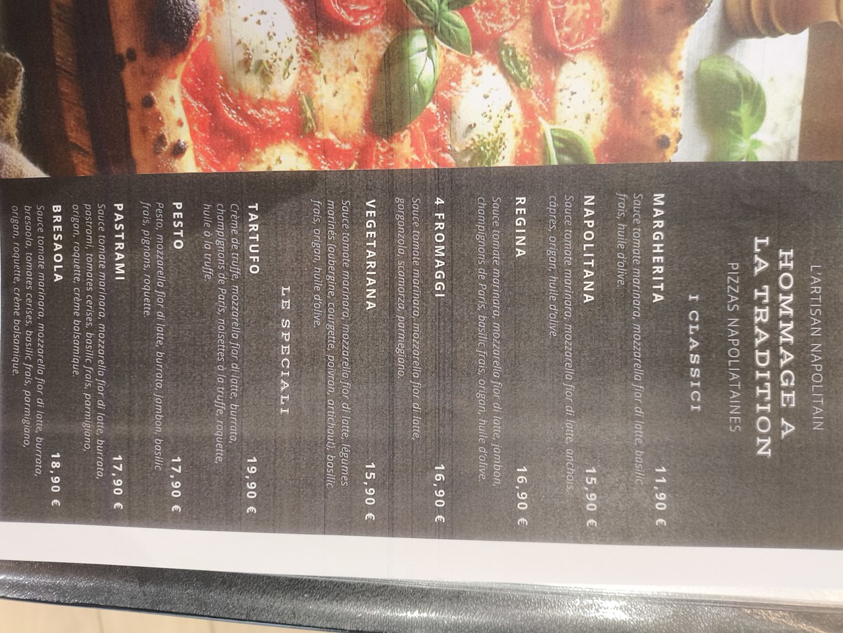 L'artisan Napolitain Pizza napolitaine menu 3