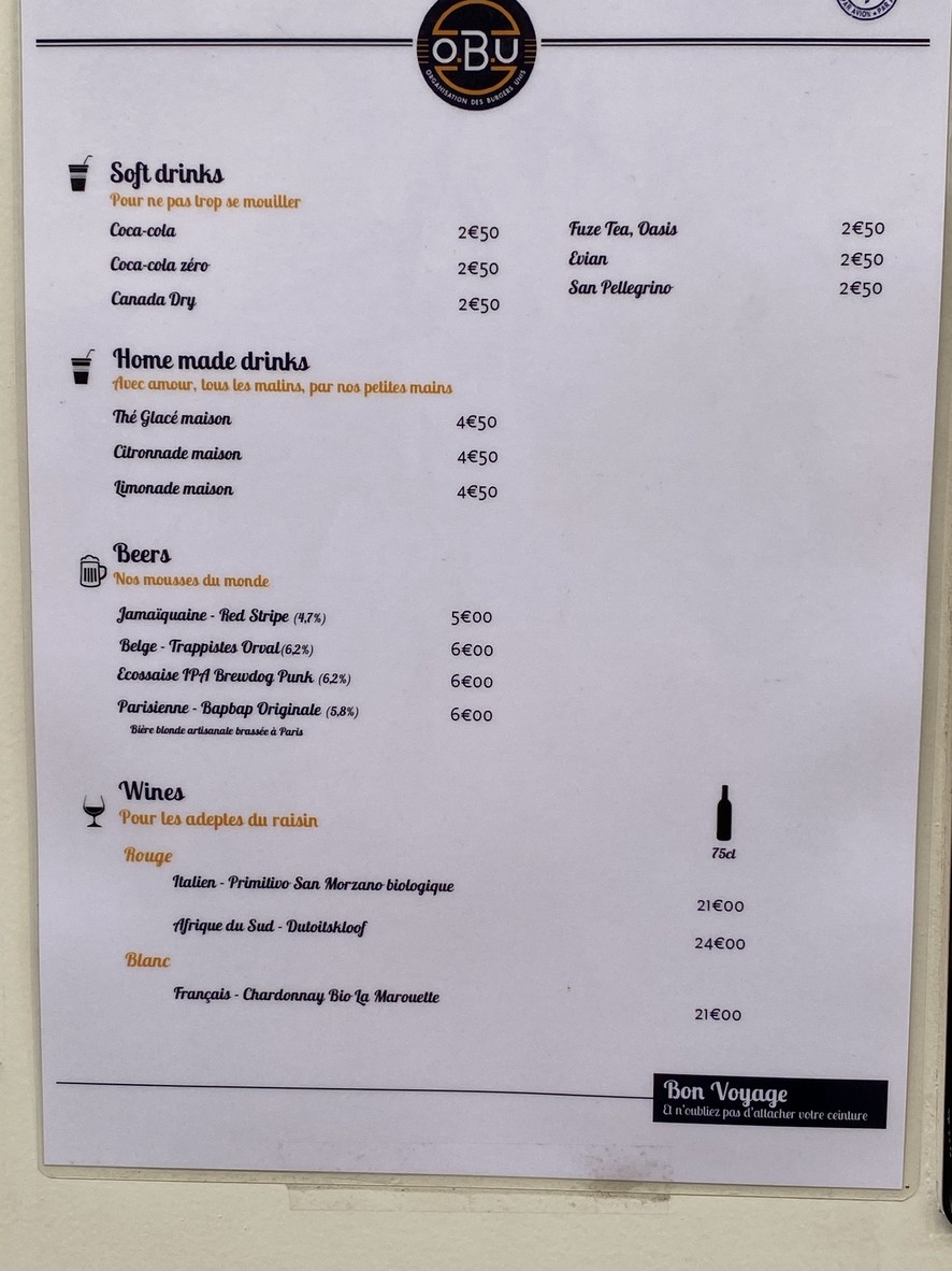 O.B.U organisation des burgers unis menu 2
