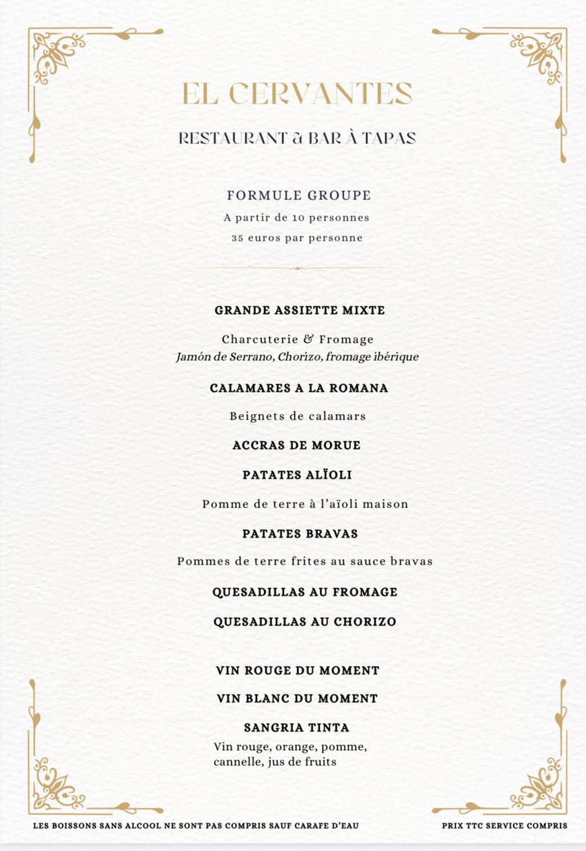 El Cervantes menu 1
