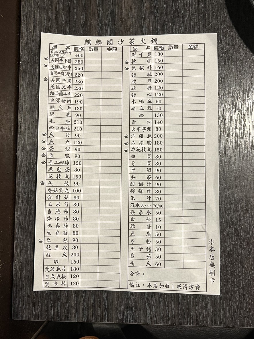 Qilin Ge Shacha Huoguo menu 1