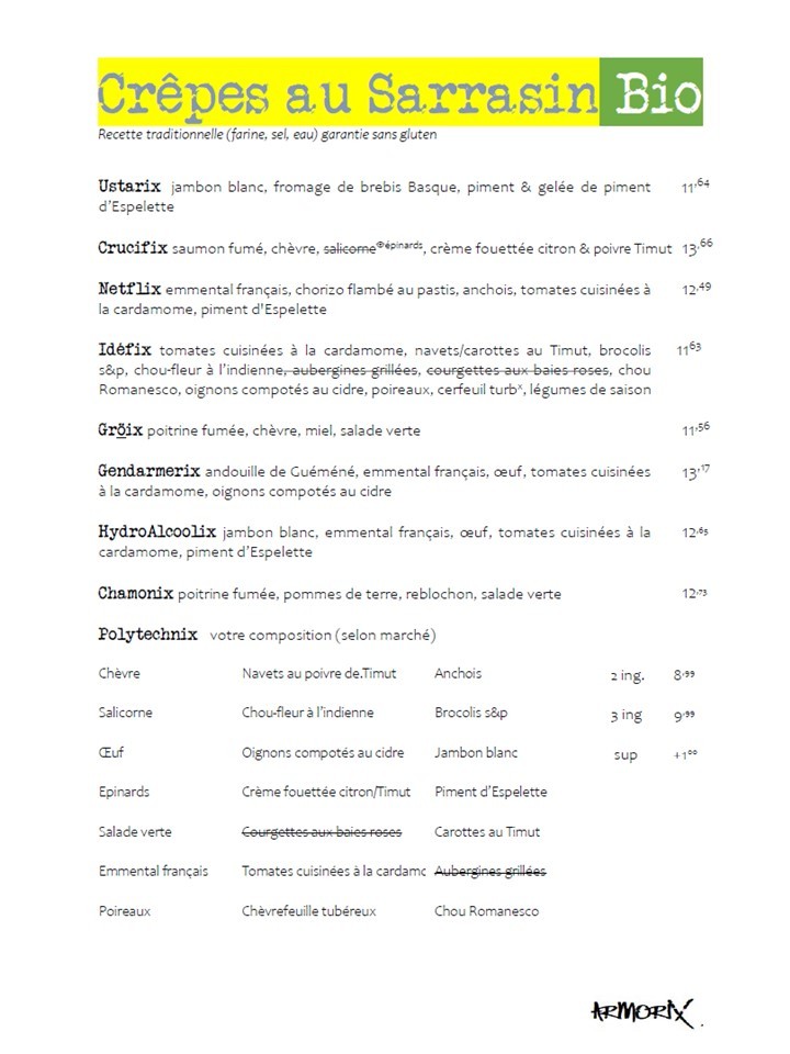 Crêperie Armorix menu 2