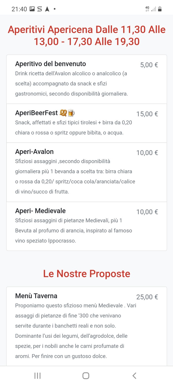 Avalon Risto Pub menu 1