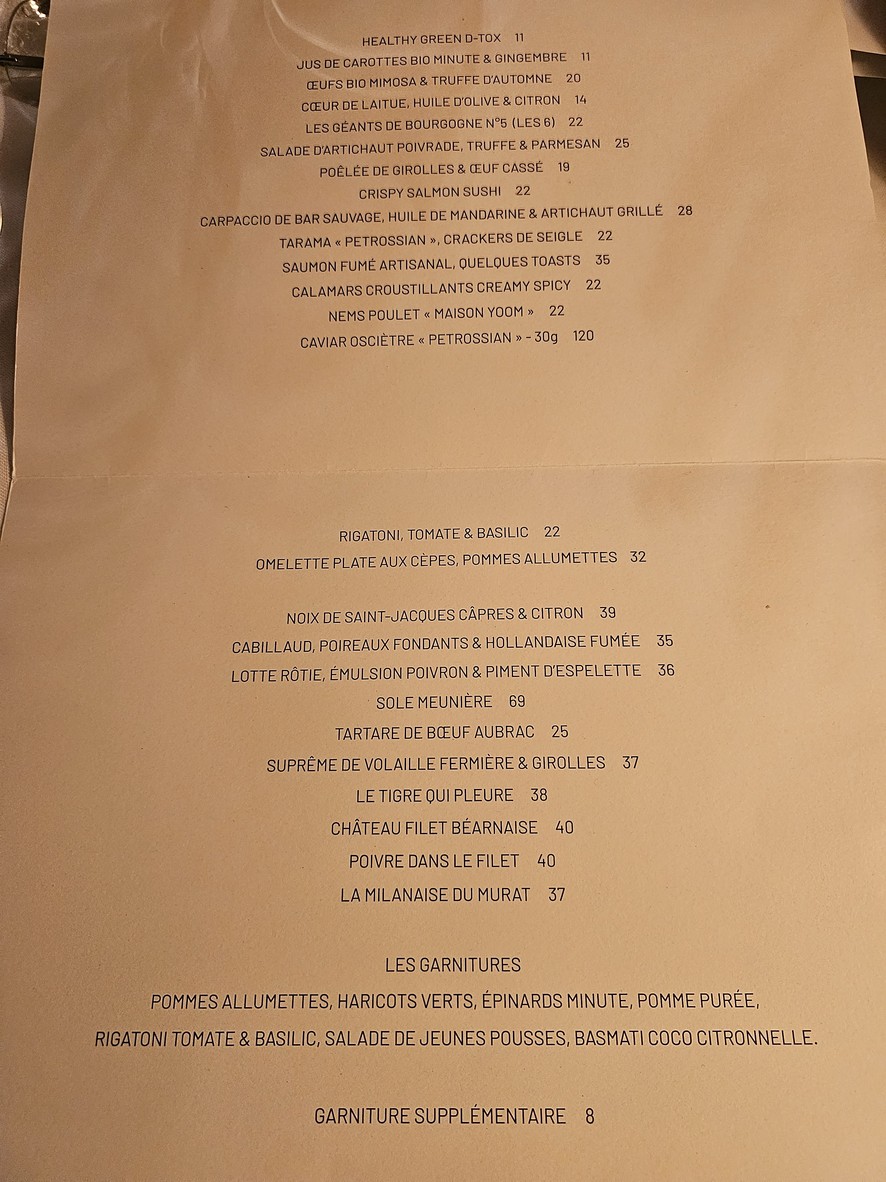 Le Murat menu 1
