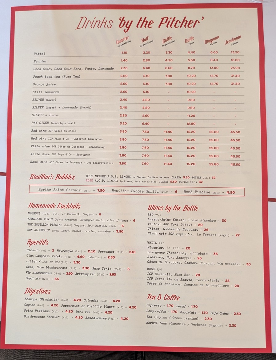Bouillon Pigalle menu 2