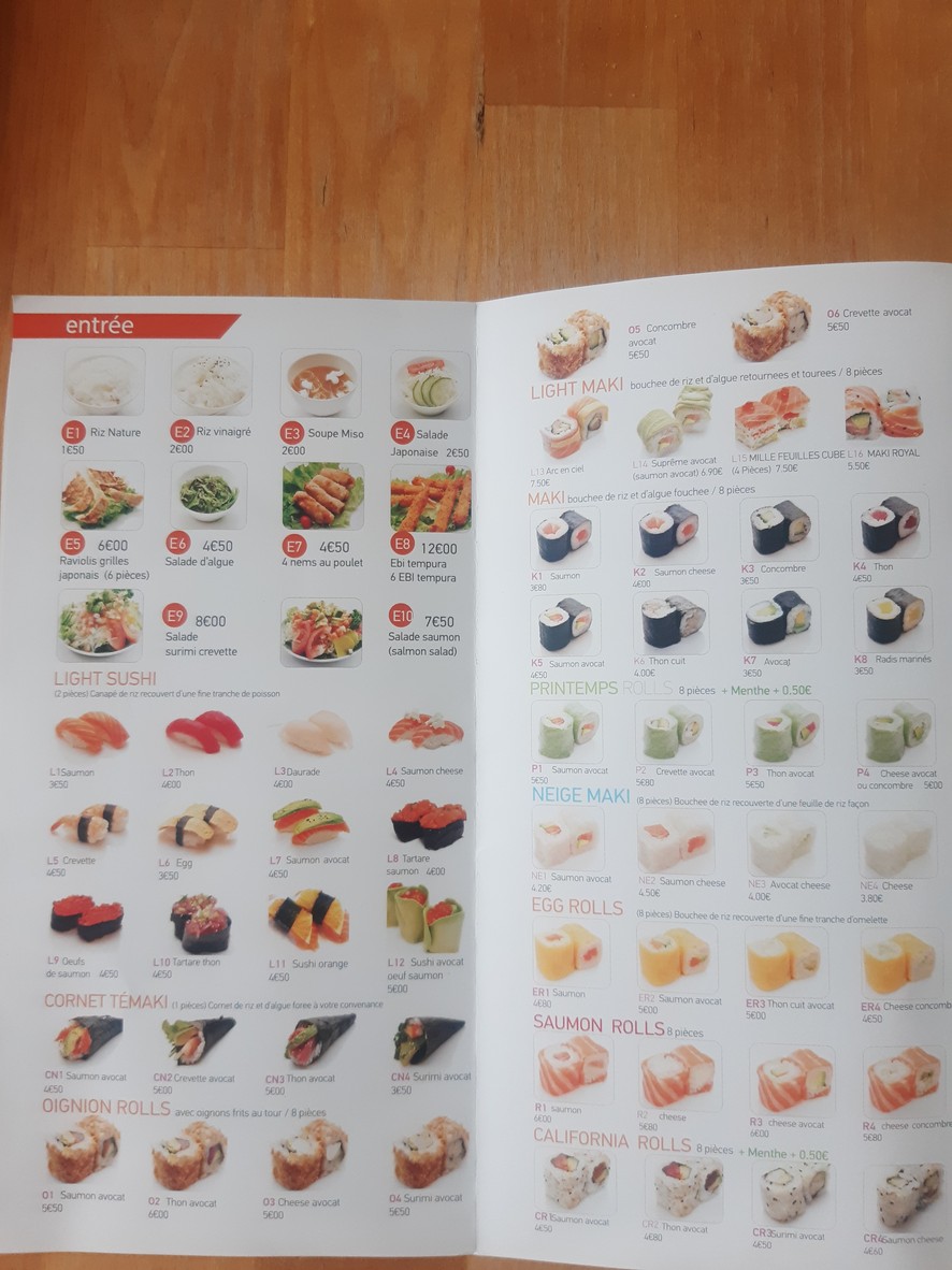 Light Sushi menu 1