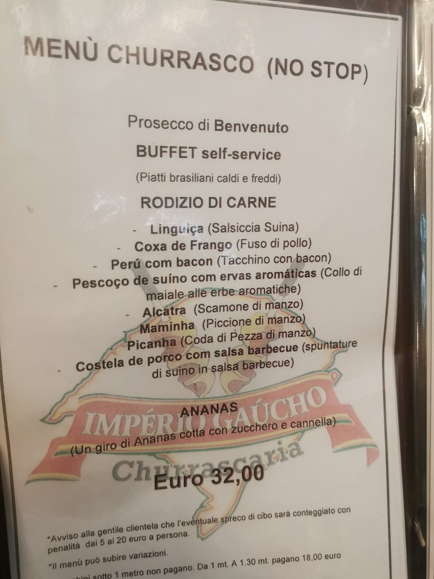 Imperio Gaucho Churrascaria menu 1
