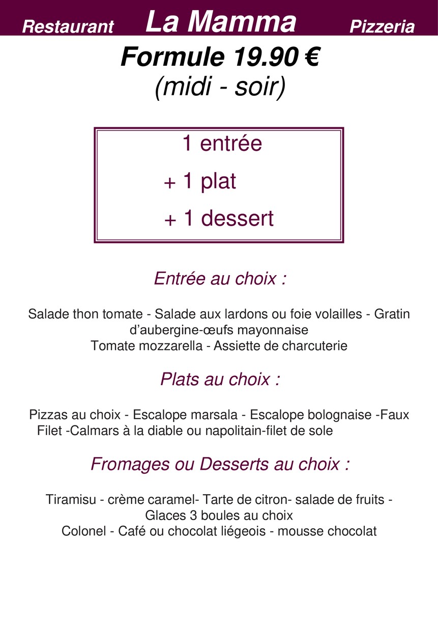 La Mamma menu 2