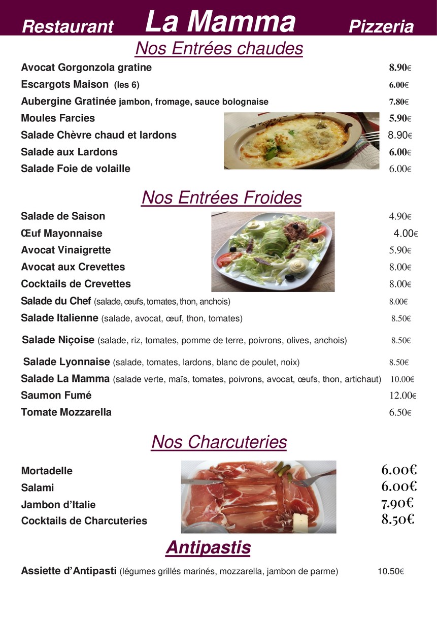 La Mamma menu 3