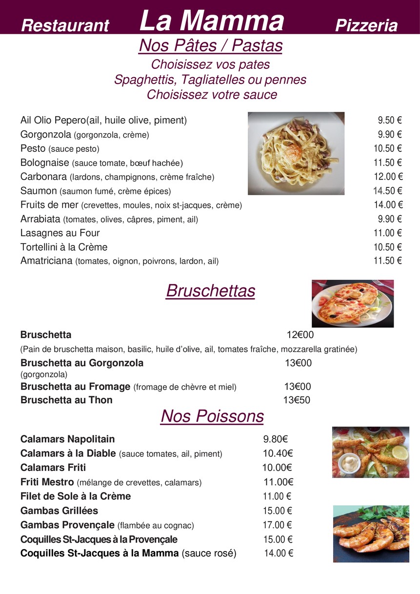 La Mamma menu 4