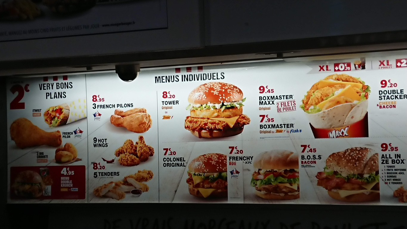KFC menu 1