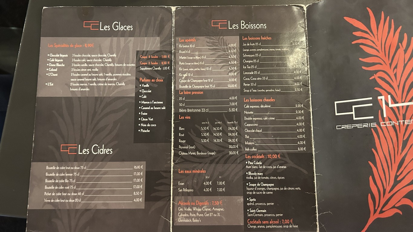 Crêperie Contemporaine 142 menu 2