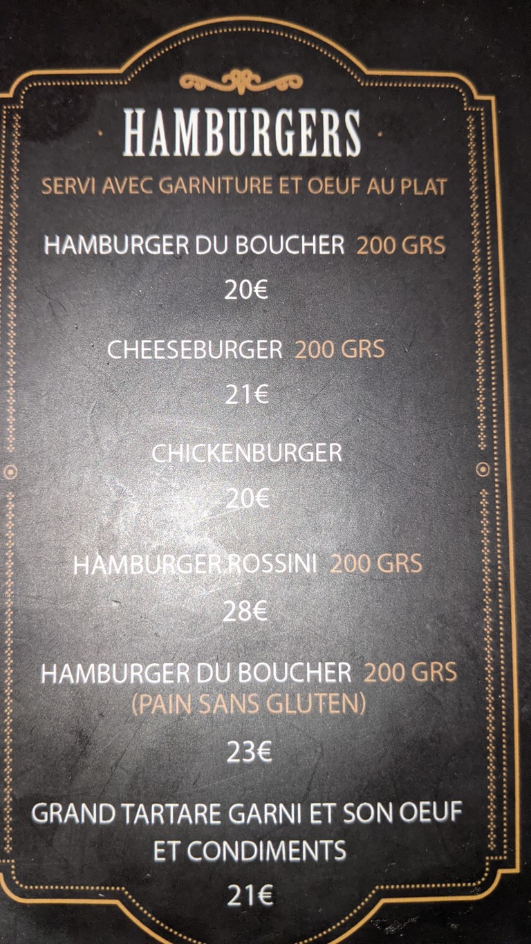 Les Garçons Bouchers restaurant cacher Beth Din menu 2