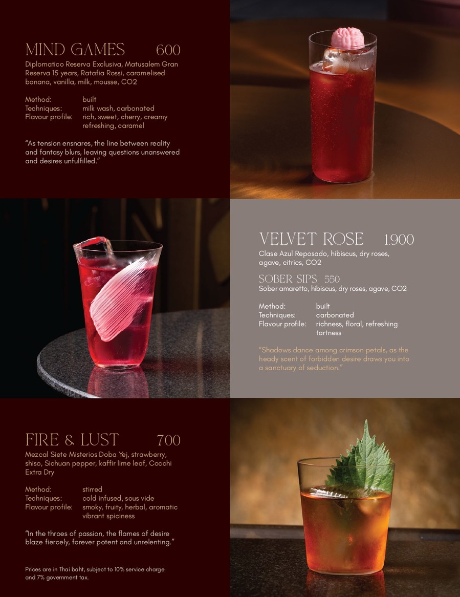 SIN Rooftop Bar Bangkok menu 1