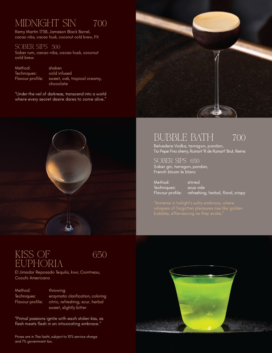 SIN Rooftop Bar Bangkok menu 2