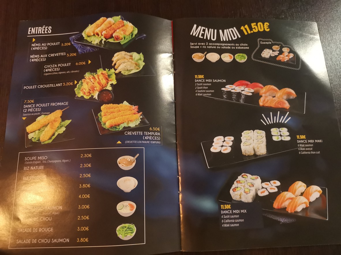 Dance sushi - Puteaux menu 1