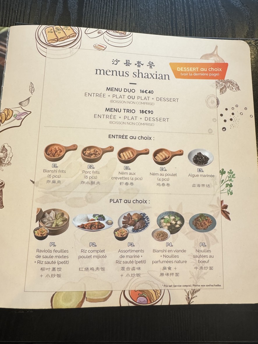 Sha Village menu 1
