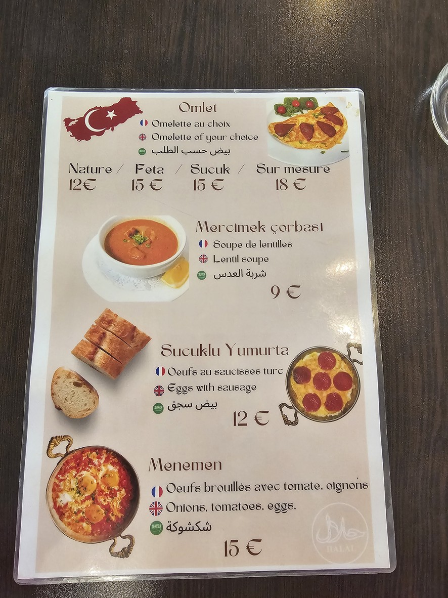 Élysées Ottoman menu 4