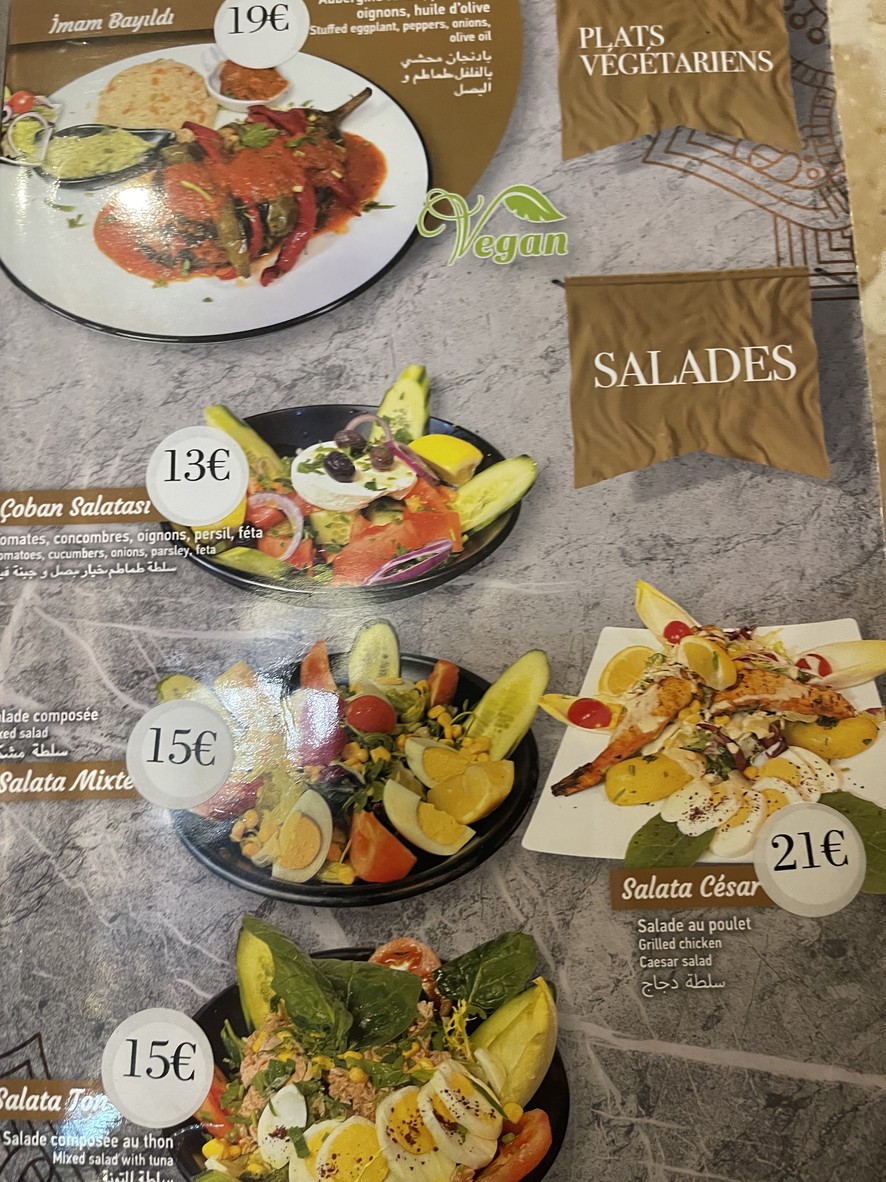 Élysées Ottoman menu 6