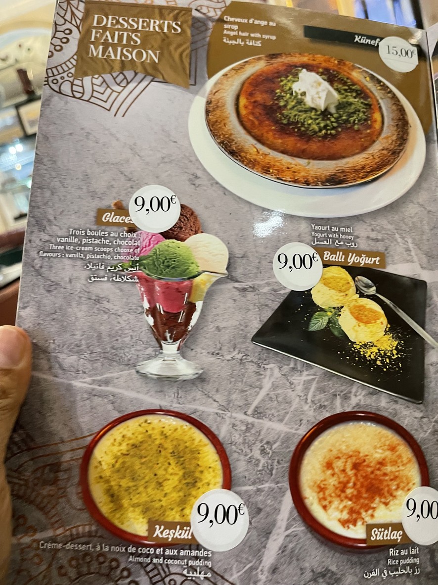Élysées Ottoman menu 7