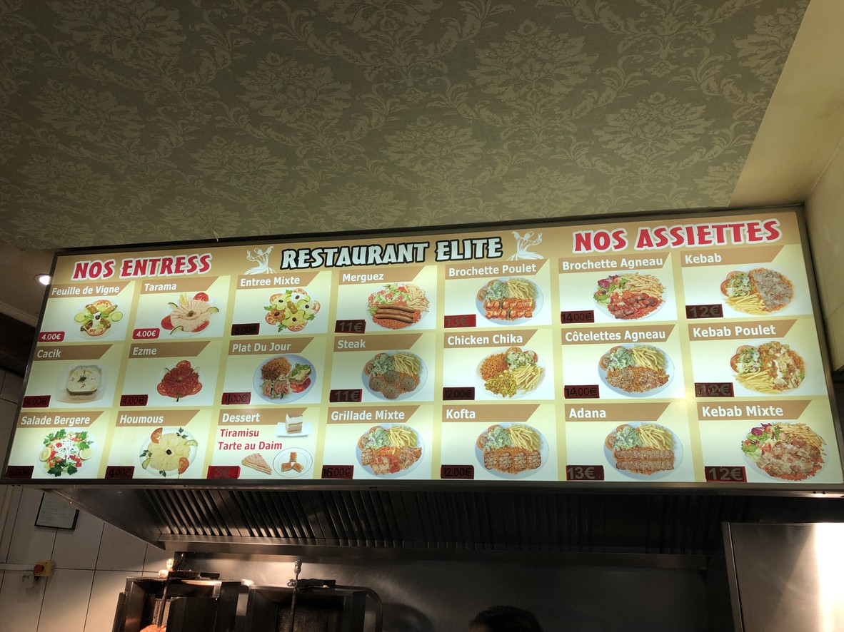 Elite Restaurant menu 1
