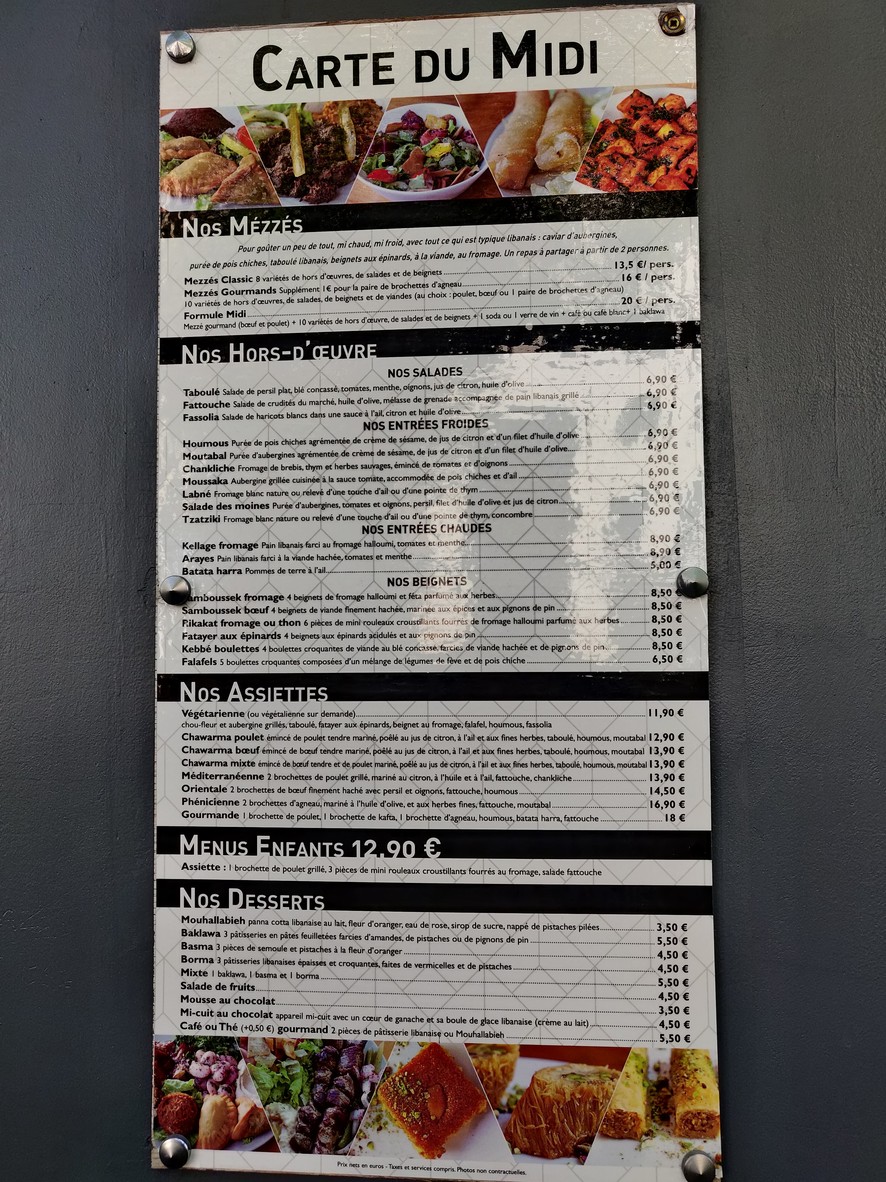 Le Libanais de Montrouge menu 1