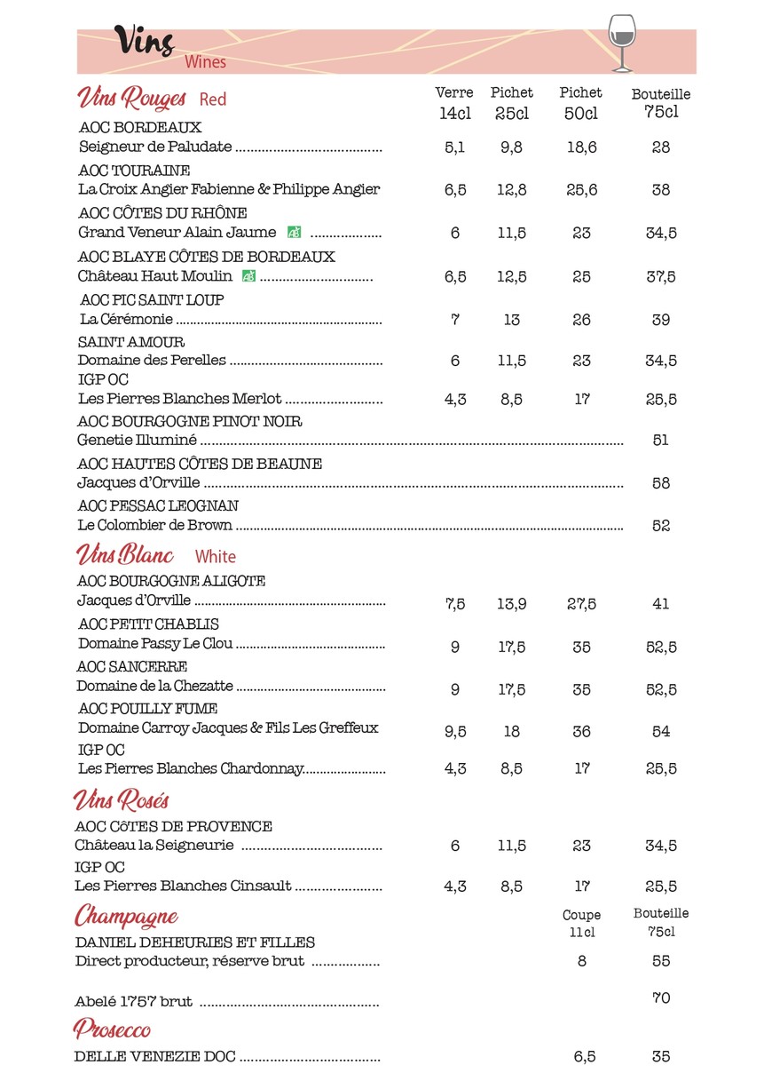Le P'tit Lecourbe menu 8