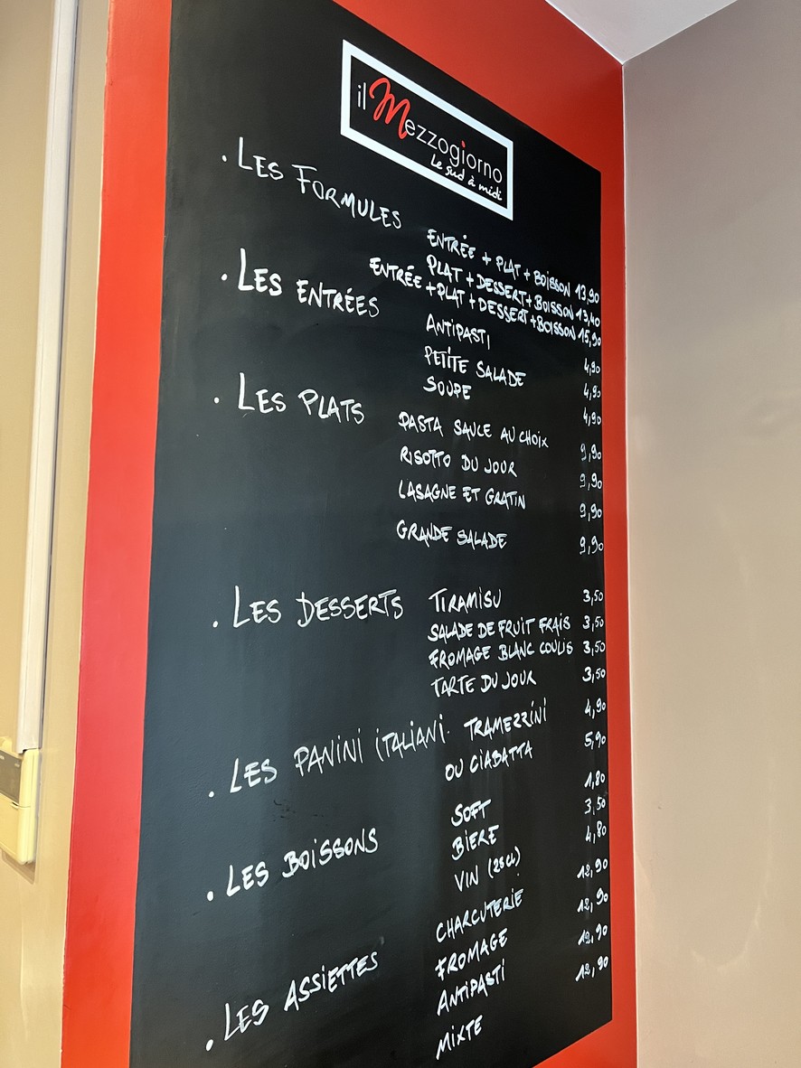 Il Mezzogiorno menu 1