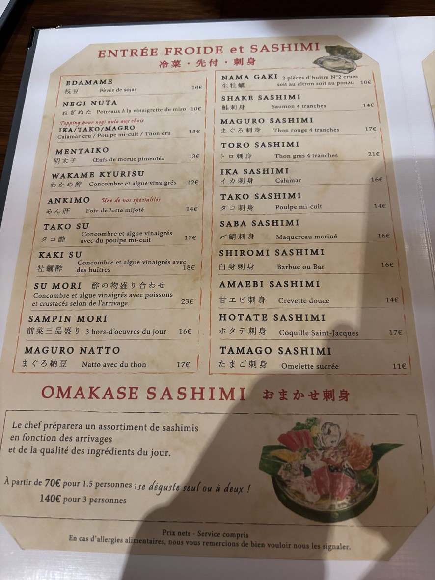 Takara menu 1