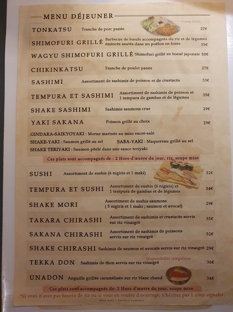 Takara menu 4