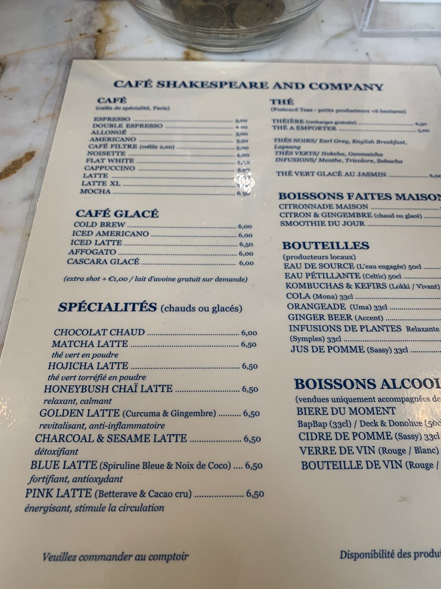 Le Balzar menu 2