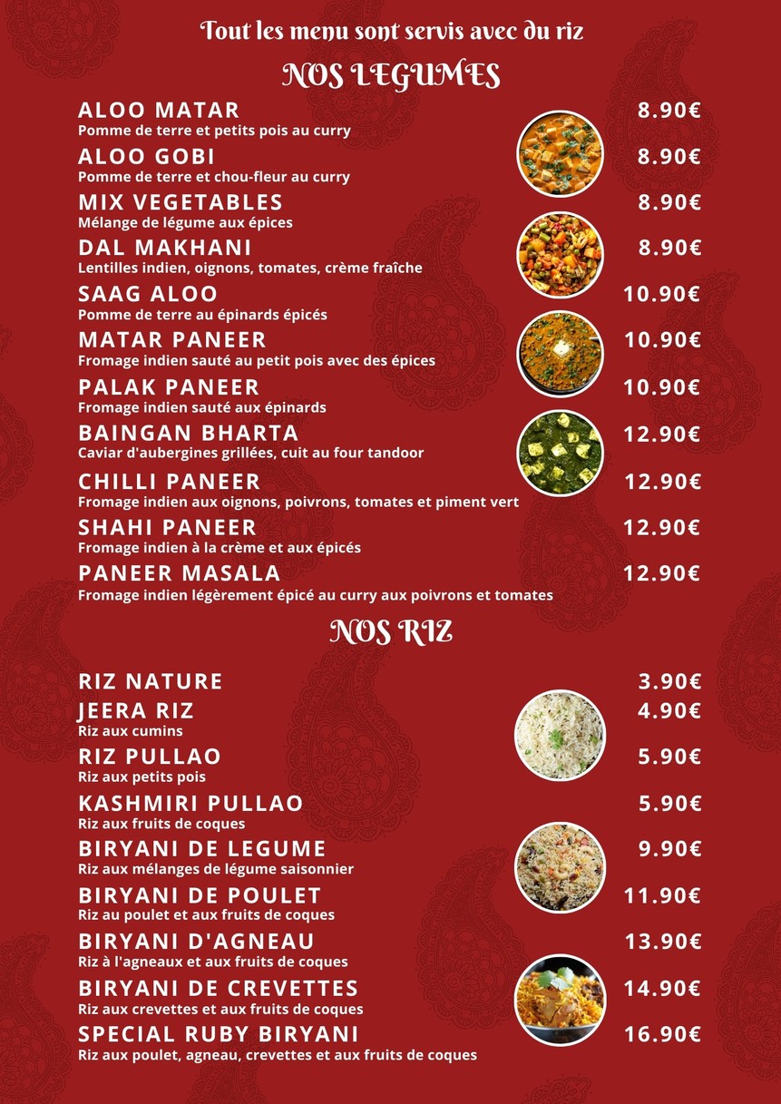 Ruby Restaurant menu 4