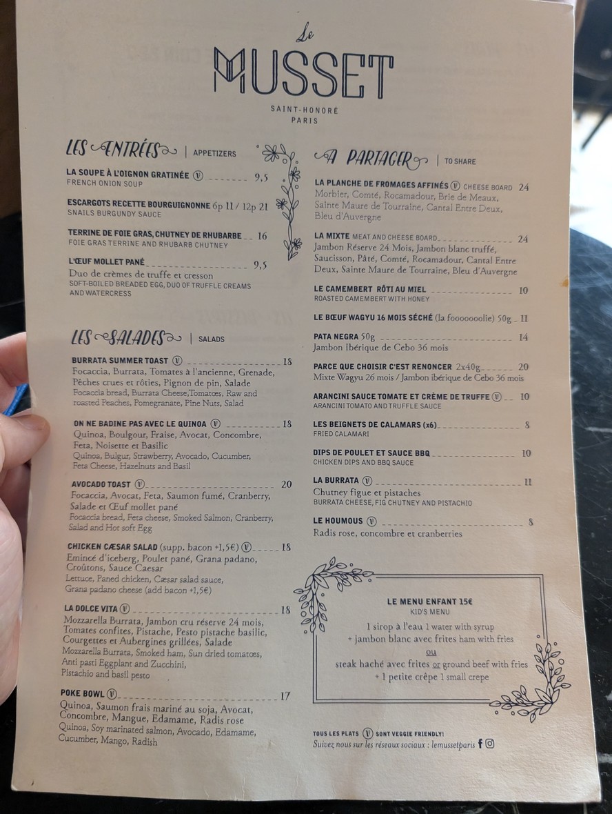 Le Musset menu 1
