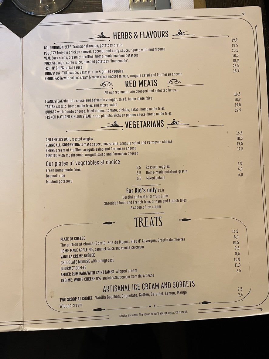 Le Prince Racine menu 2