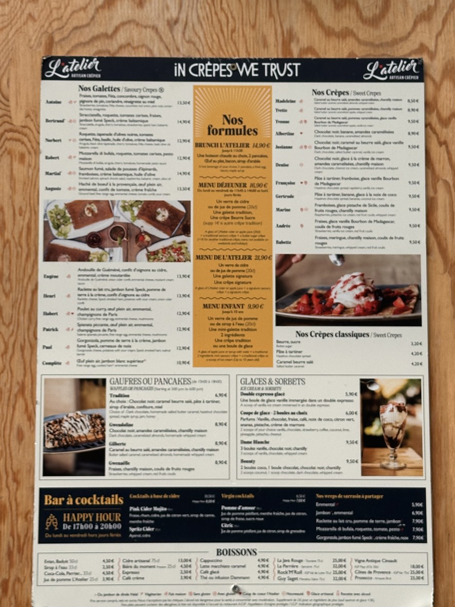 Crêperie - L'Atelier Artisan Crêpier - Mabillon menu 2