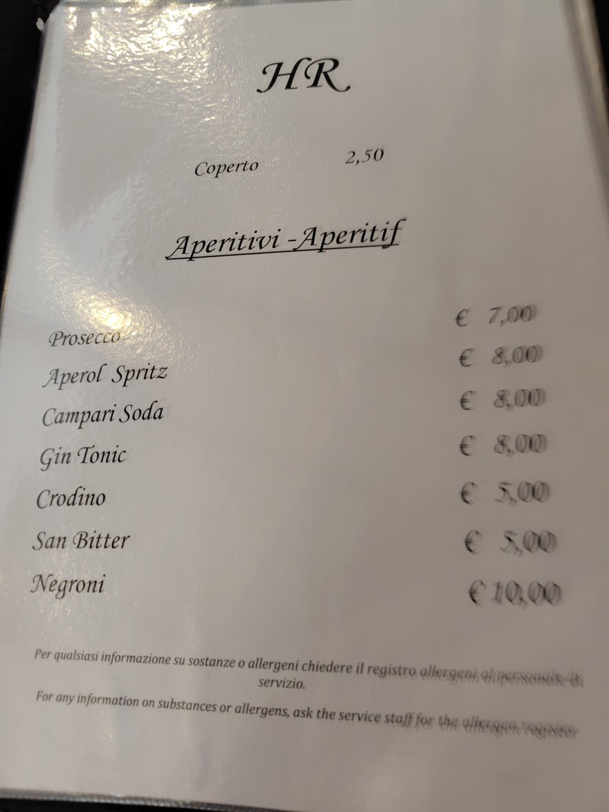 Hostaria Romana menu 1