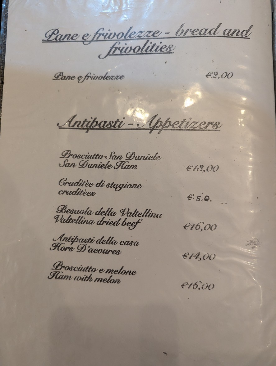 Hostaria Romana menu 2