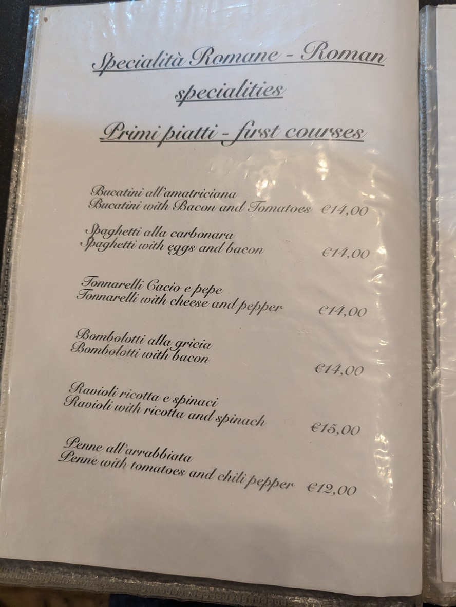 Hostaria Romana menu 4