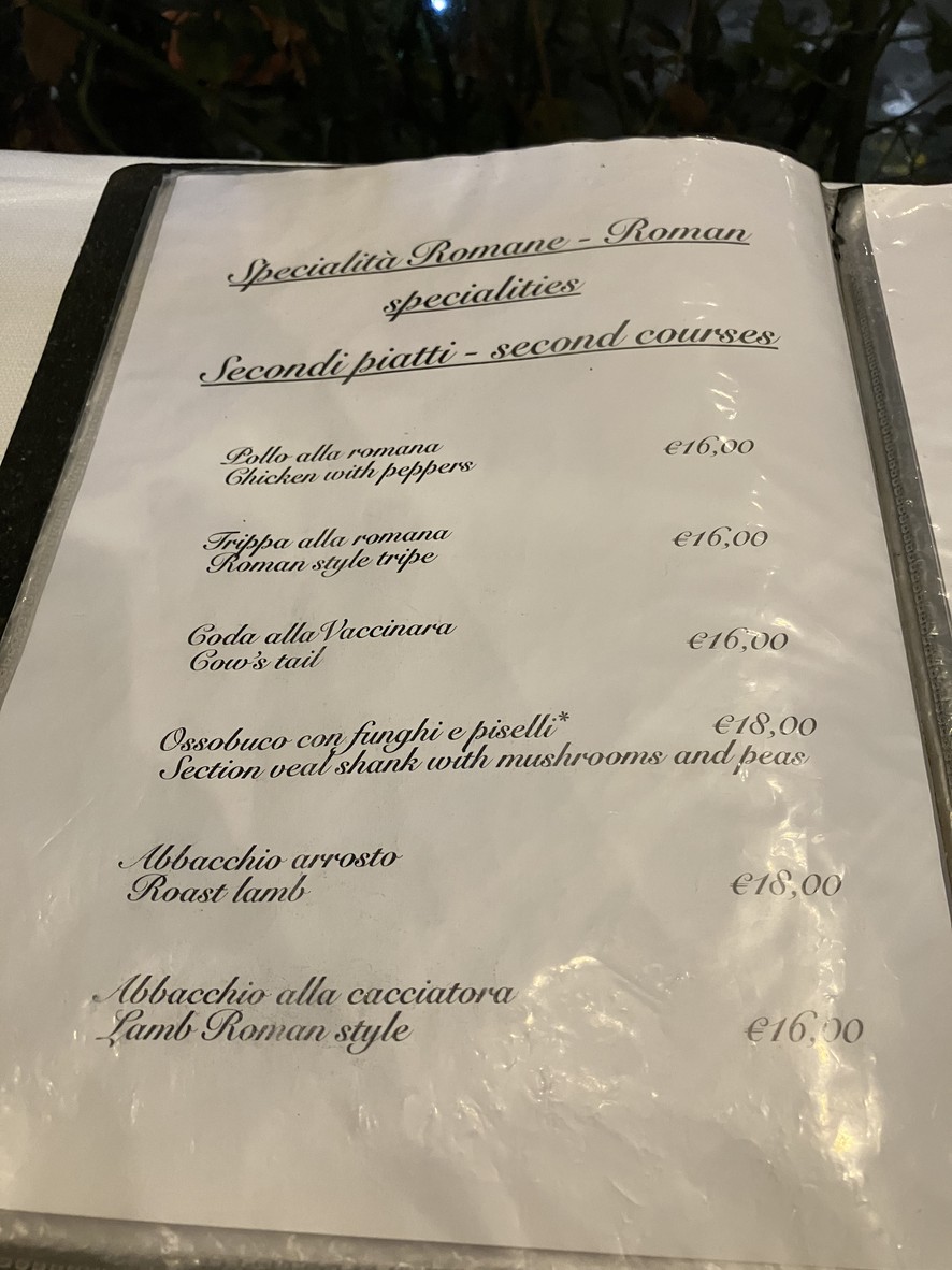 Hostaria Romana menu 5