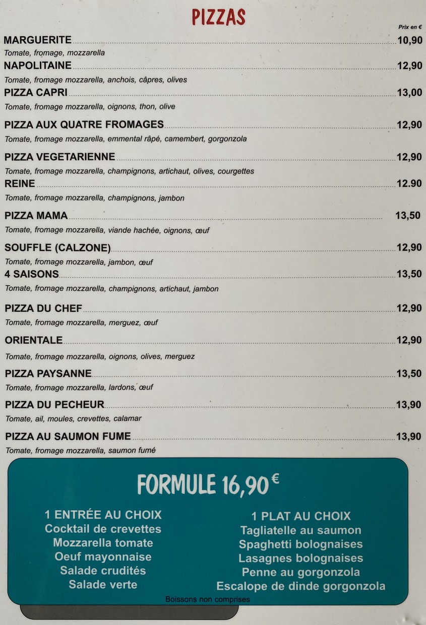 Pizza Capri menu 2