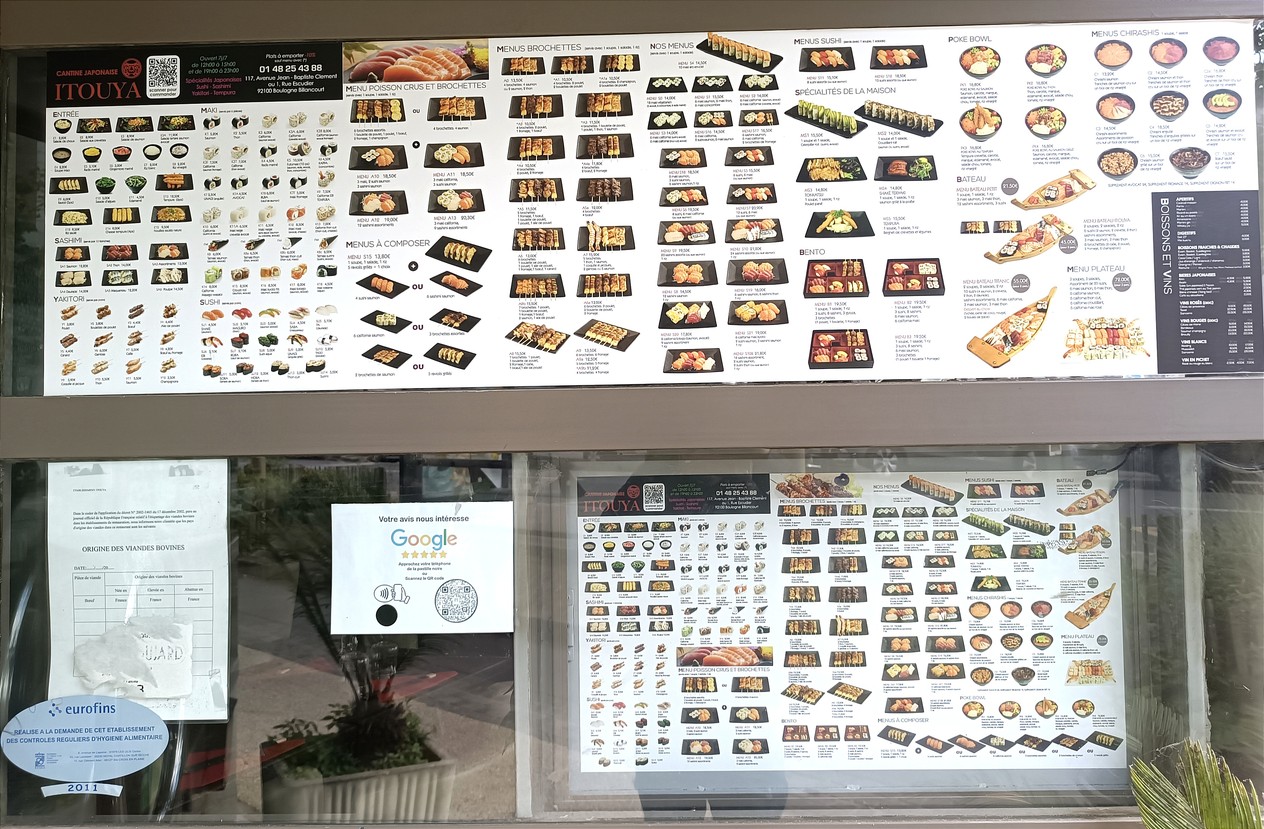 Itouya Cantine Japonaise menu 1