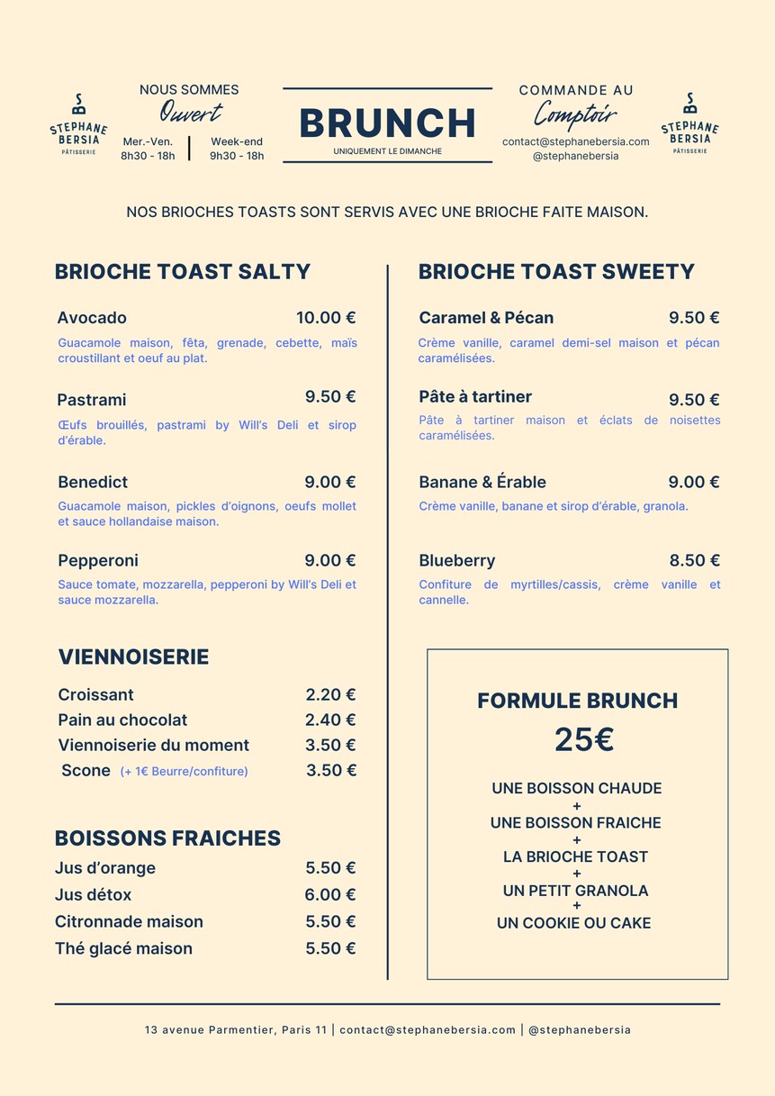 Stéphane Bersia Pâtisserie menu 3