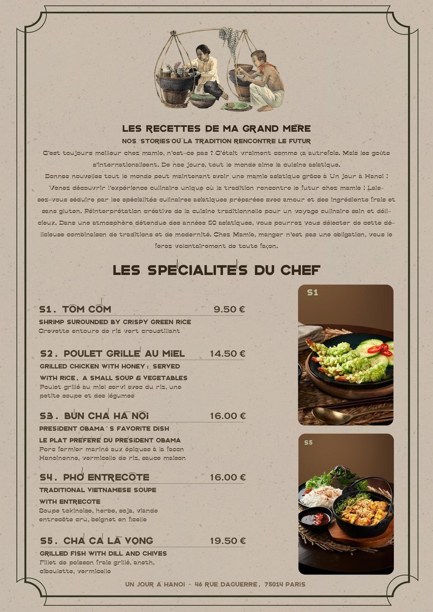Un Jour à Hanoï menu 1
