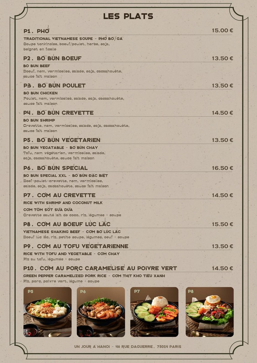 Un Jour à Hanoï menu 3