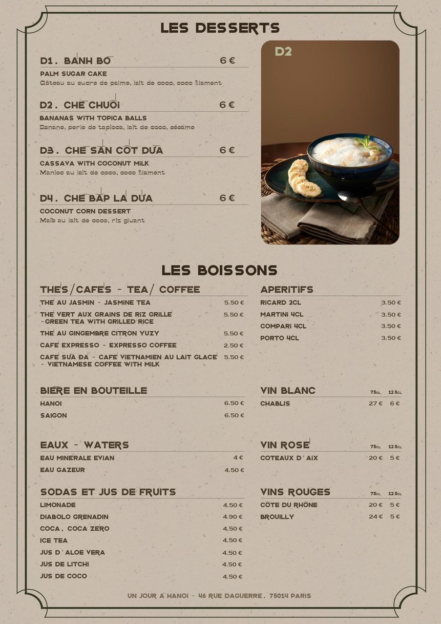 Un Jour à Hanoï menu 4